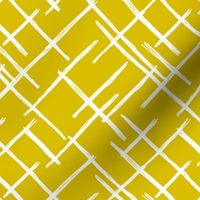 Abstract geometric raster checkered diagonal stripes stroke and lines trend pattern grid ochre yellow