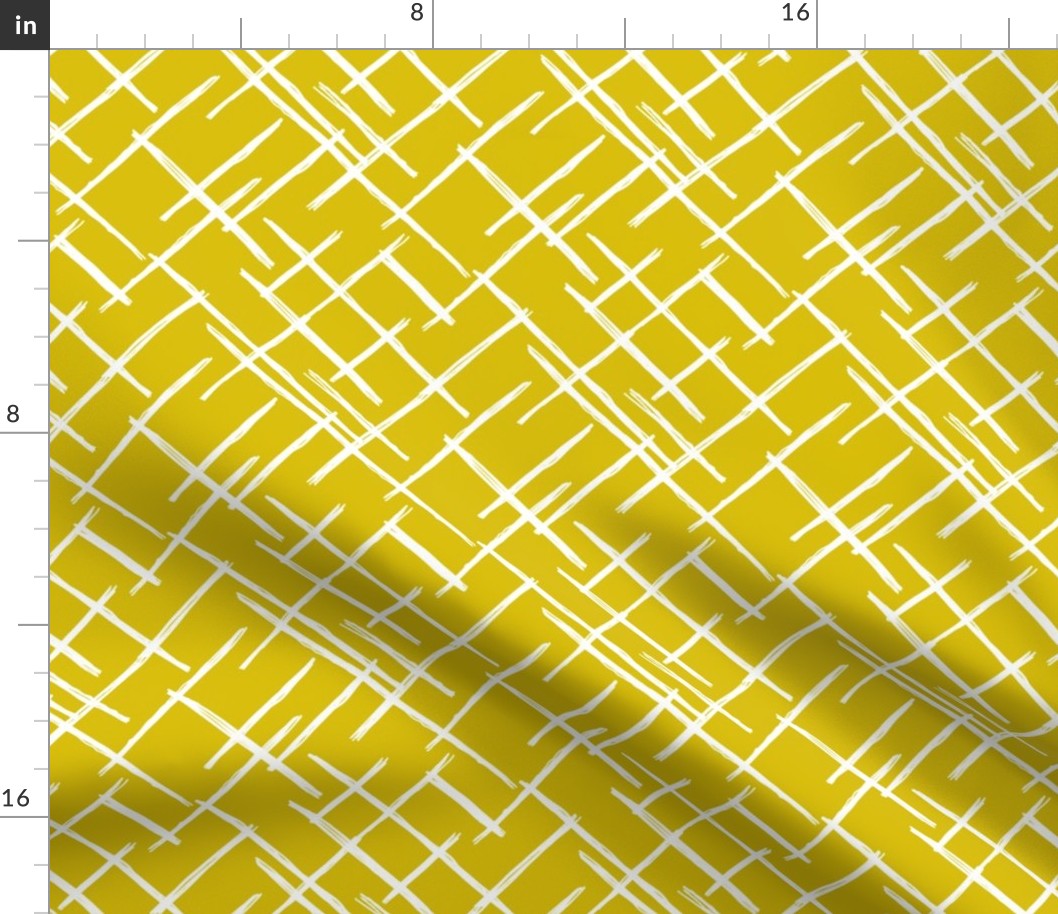 Abstract geometric raster checkered diagonal stripes stroke and lines trend pattern grid ochre yellow