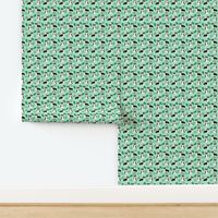 tricolored corgi monstera tropical palm leaves dog breed fabric minty