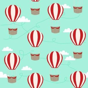 hot air balloons with clouds fabric nursery baby mint