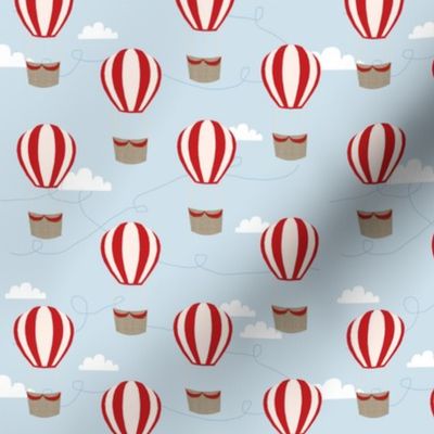 hot air balloons with clouds fabric nursery baby blue