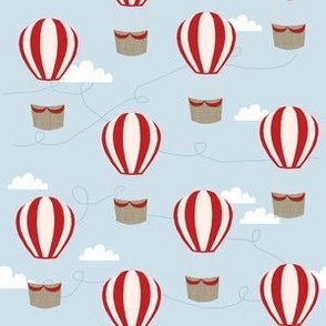 hot air balloons with clouds fabric nursery baby blue