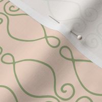 Scroll Flourish - Pink and Olive Green- The Louisiana Collection