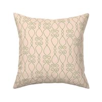 Scroll Flourish - Pink and Olive Green- The Louisiana Collection