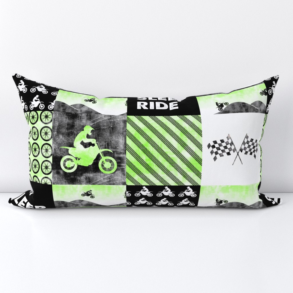 Motocross Patchwork - EAT SLEEP RIDE - bright green