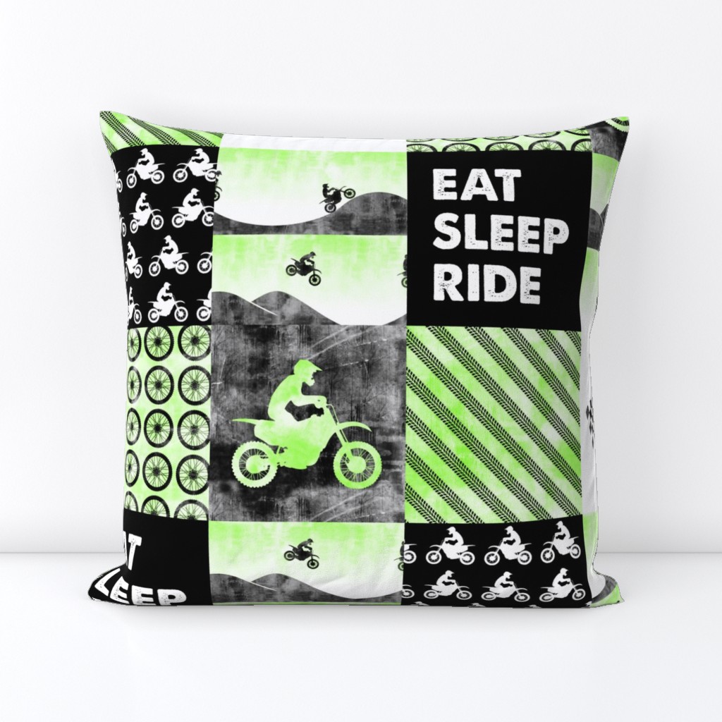 Motocross Patchwork - EAT SLEEP RIDE - bright green