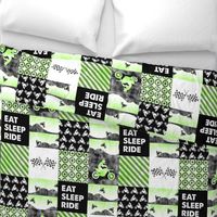 Motocross Patchwork - EAT SLEEP RIDE - bright green