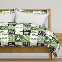 Motocross Patchwork - EAT SLEEP RIDE - bright green