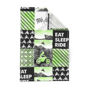 Motocross Patchwork - EAT SLEEP RIDE - bright green