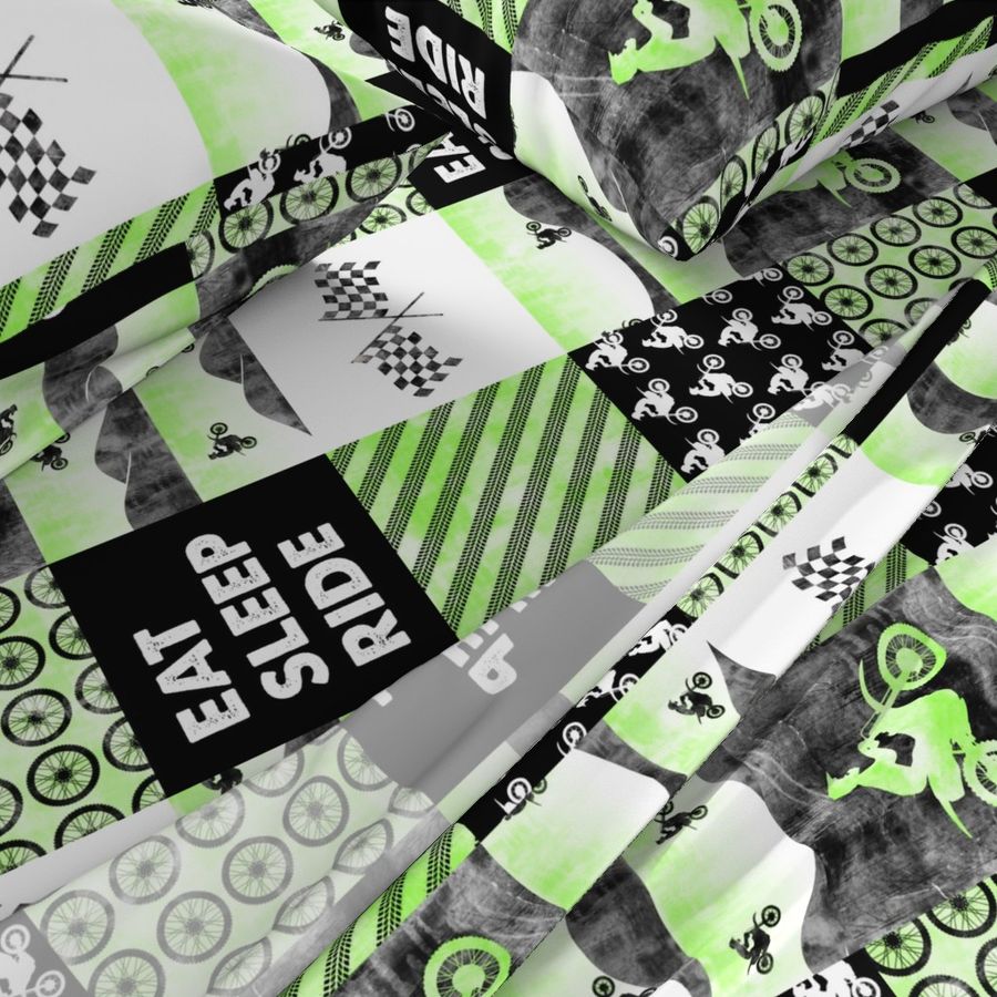 Motocross Patchwork - EAT SLEEP RIDE - bright green (90)