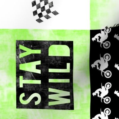 Motocross Patchwork - Stay Wild -  Bright Green (90)