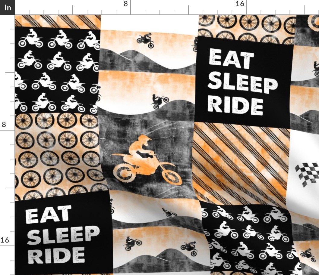 Motocross Patchwork - EAT SLEEP RIDE - orange