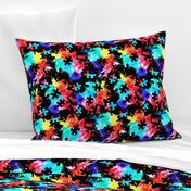 autism awareness watercolor splatter fabric w/ puzzle piece (black) C18BS