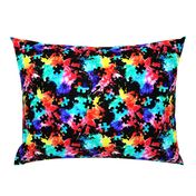 autism awareness watercolor splatter fabric w/ puzzle piece (black) C18BS