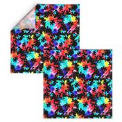 autism awareness watercolor splatter fabric w/ puzzle piece (black) C18BS