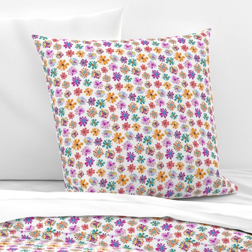 Rainbow Daisies Euro Pillow Sham | Spoonflower