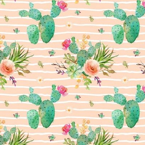 Paddle Cactus Floral – Blush Peach Stripe