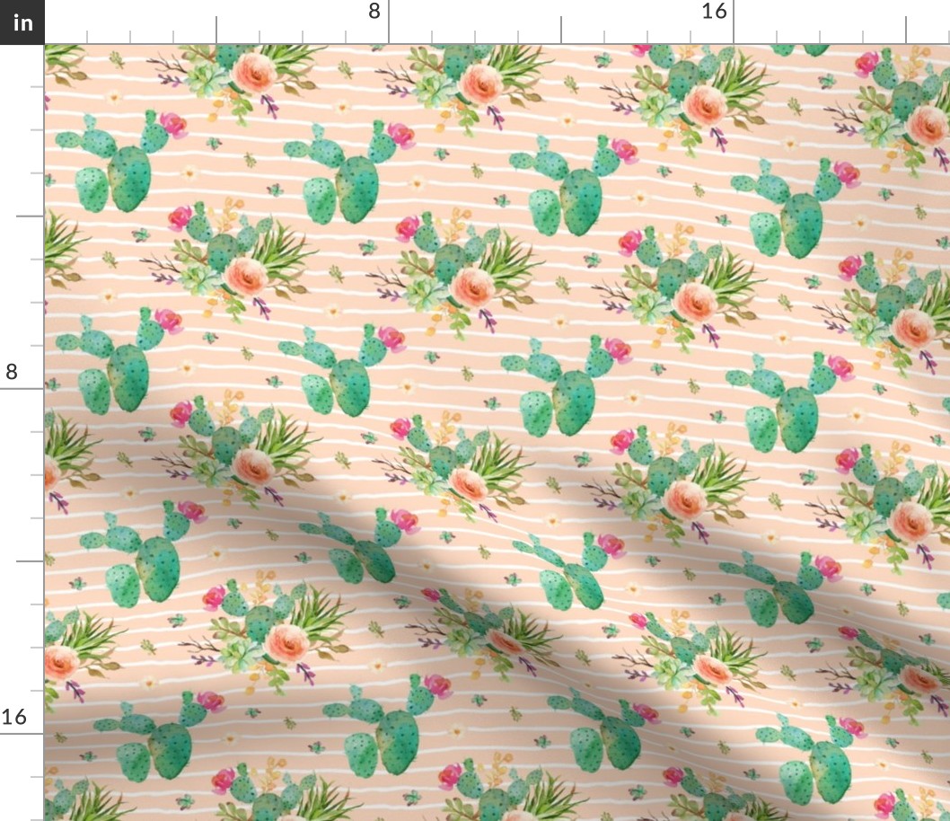 Paddle Cactus Floral – Blush Peach Stripe