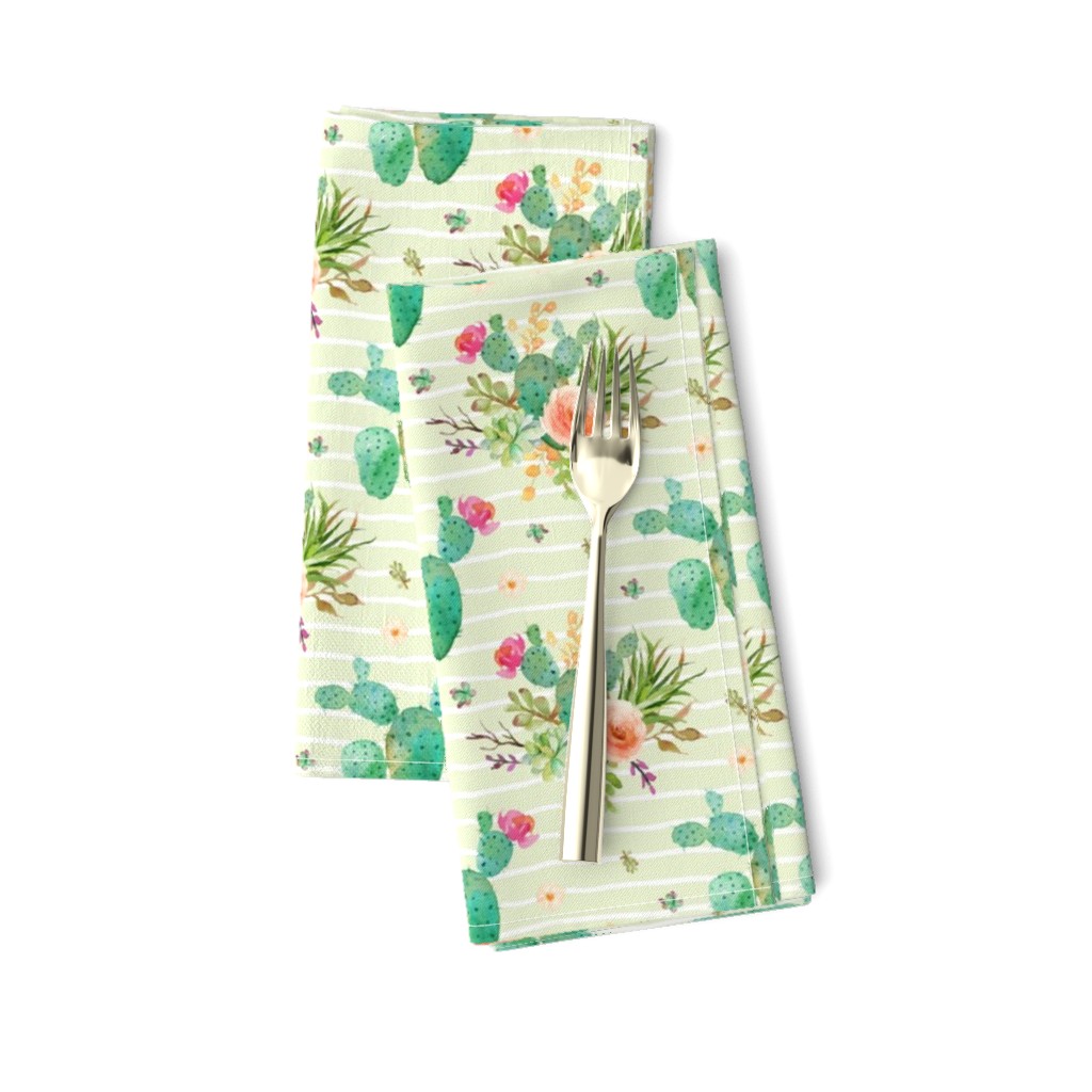 Paddle Cactus Floral – Light Green Stripe