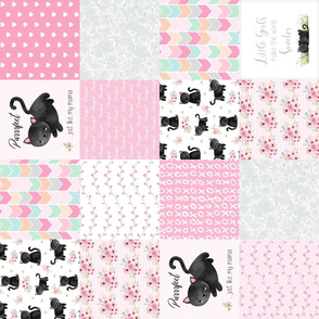 Purrrfect Kitten Patchwork Quilt (rotated) - Pink & Black Purrrfect... just like my mama