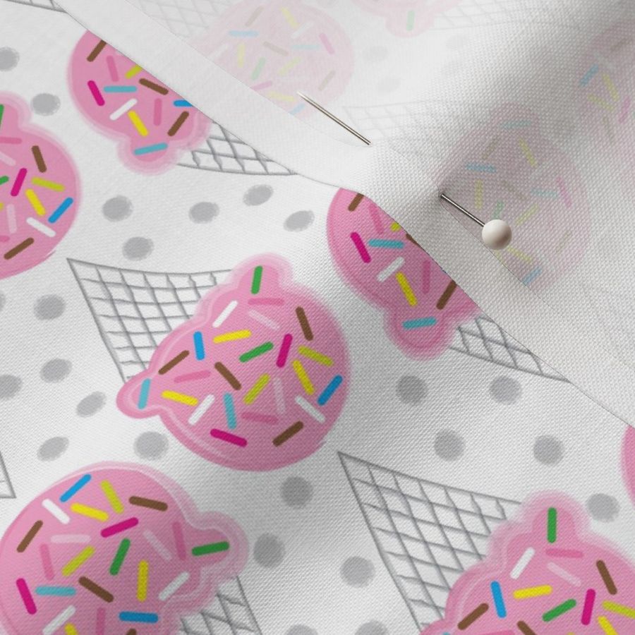 small pink ice cream cones with sprinkles