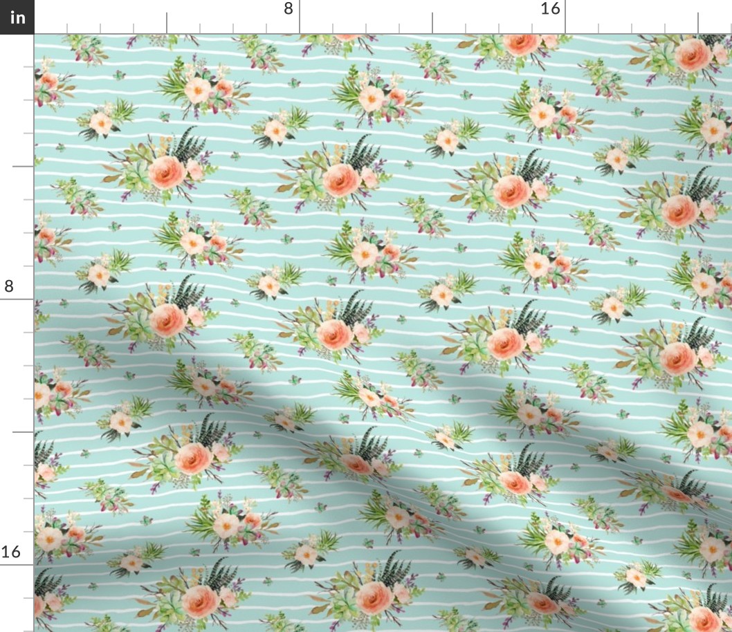 Cactus Floral – Crystal Blue Stripe