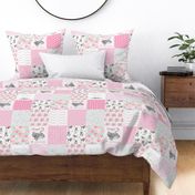 Purrrfect Kitten Patchwork Quilt - Pink & Grey - Purrrfect... just like my mama
