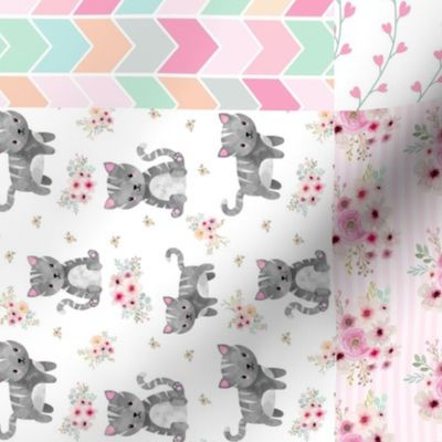 Purrrfect Kitten Patchwork Quilt (rotated) - Pink & Grey Purrrfect... just like my mama