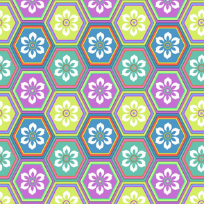 Flower Hexes - Bright - Large