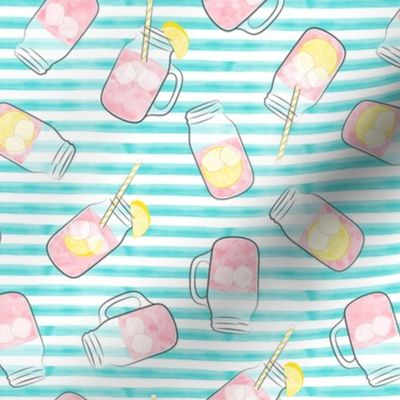 pink lemonade - teal stripes