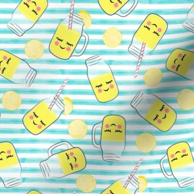 lemonade - happy on teal stripes