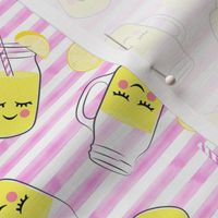 lemonade - happy on pink stripes