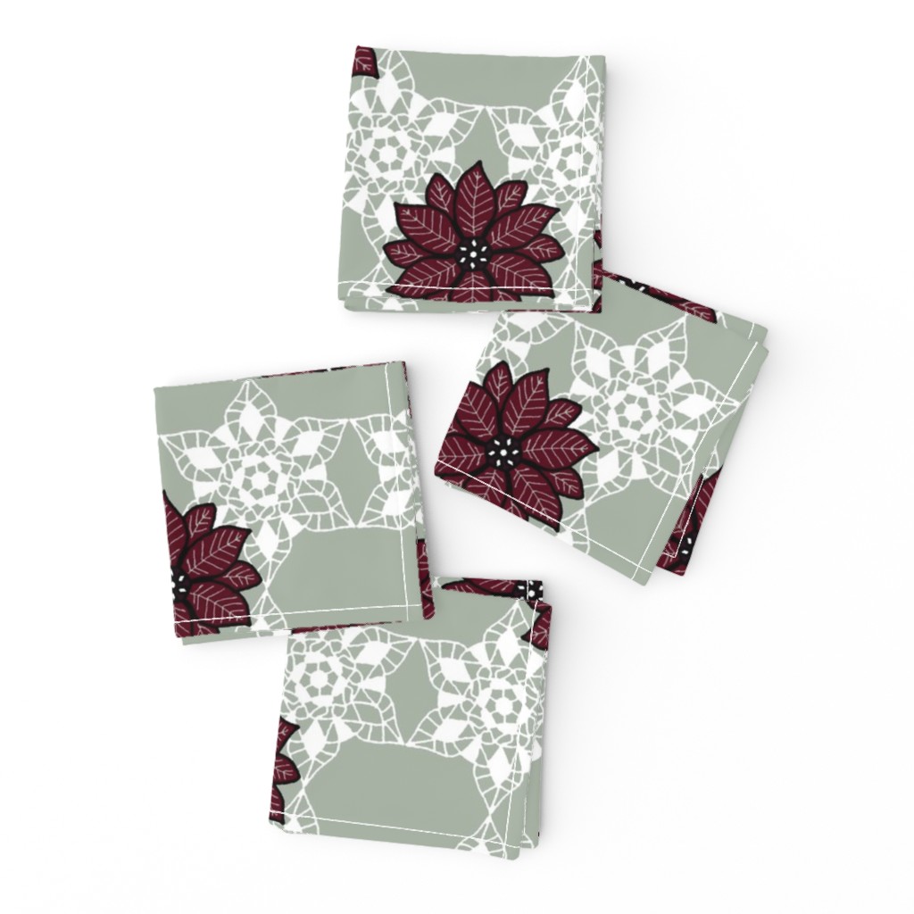 Holiday lace 2b sage and white 6 plus flowers red