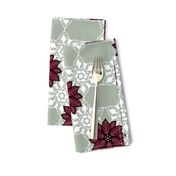 Holiday lace 2b sage and white 6 plus flowers red