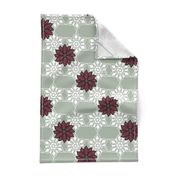 Holiday lace 2b sage and white 6 plus flowers red