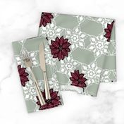 Holiday lace 2b sage and white 6 plus flowers red