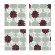 Holiday lace 2b sage and white 6 plus flowers red