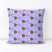 Hedgehogs light blue and hot pink heart Smaller size