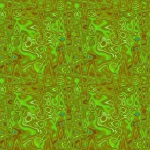 CSMC1 -  Zigzags and Bubbles - A Marbled  Motion Lamp Texture  in Lime Green - Olive Green - Umber - 4 inch repeat
