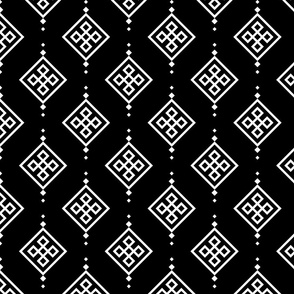 white pattern on black background