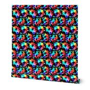 (small scale) autism awareness watercolor splatter fabric w/ puzzle piece (black) C18BS