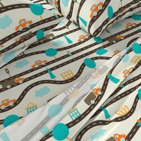 pattern with roads, cars