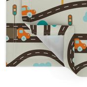pattern with roads, cars