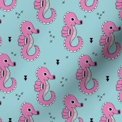 Sea horse baby geometric ocean sea life illustration design blue purple girls Medium