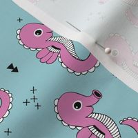 Sea horse baby geometric ocean sea life illustration design blue purple girls Medium