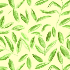 Tea leaves on cream || watercolor nature pattern
