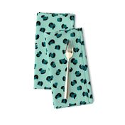 Trendy panther print animals fur modern Scandinavian style raw brush  abstract teal mint