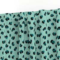 Trendy panther print animals fur modern Scandinavian style raw brush  abstract teal mint