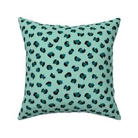 Trendy panther print animals fur modern Scandinavian style raw brush  abstract teal mint