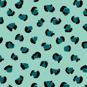 Trendy panther print animals fur modern Scandinavian style raw brush  abstract teal mint